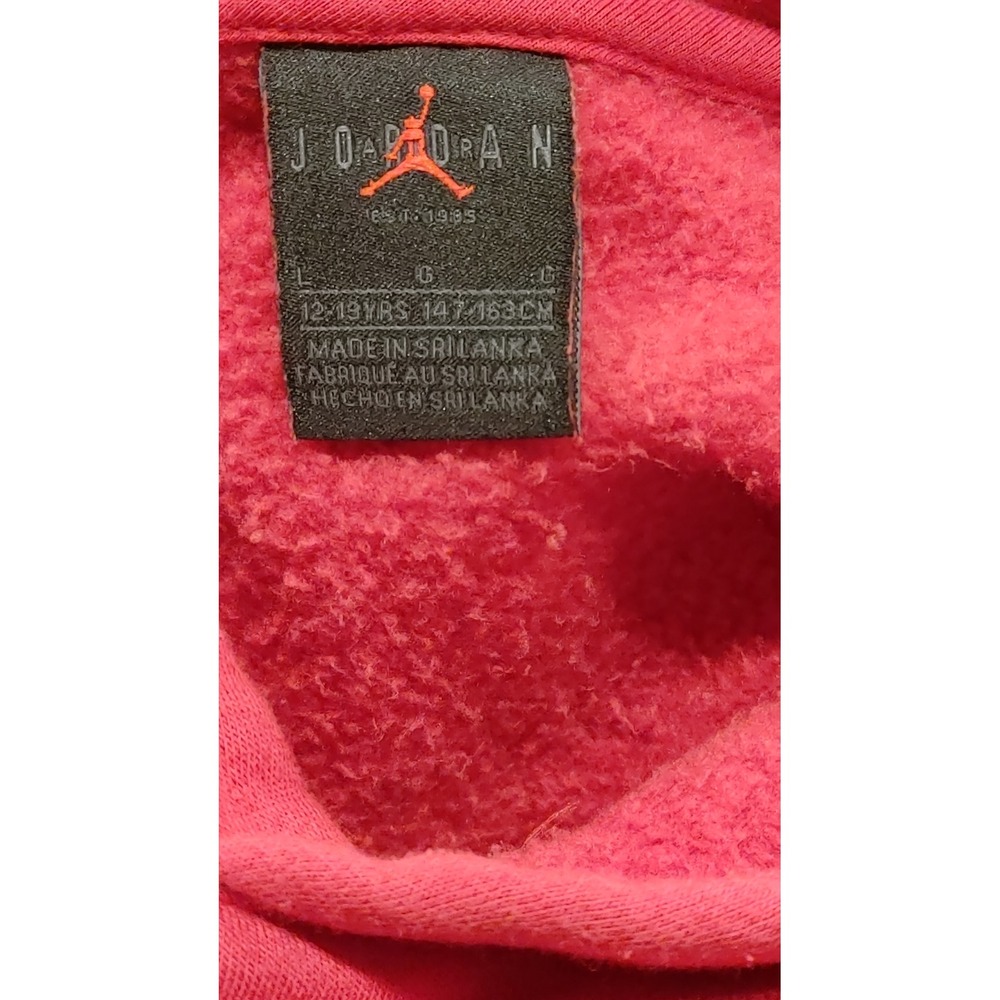 Jordan Hoodie Boys Large 12-13 Red Good Jumpman Logo Fleece Pullover - Picture 5 of 6